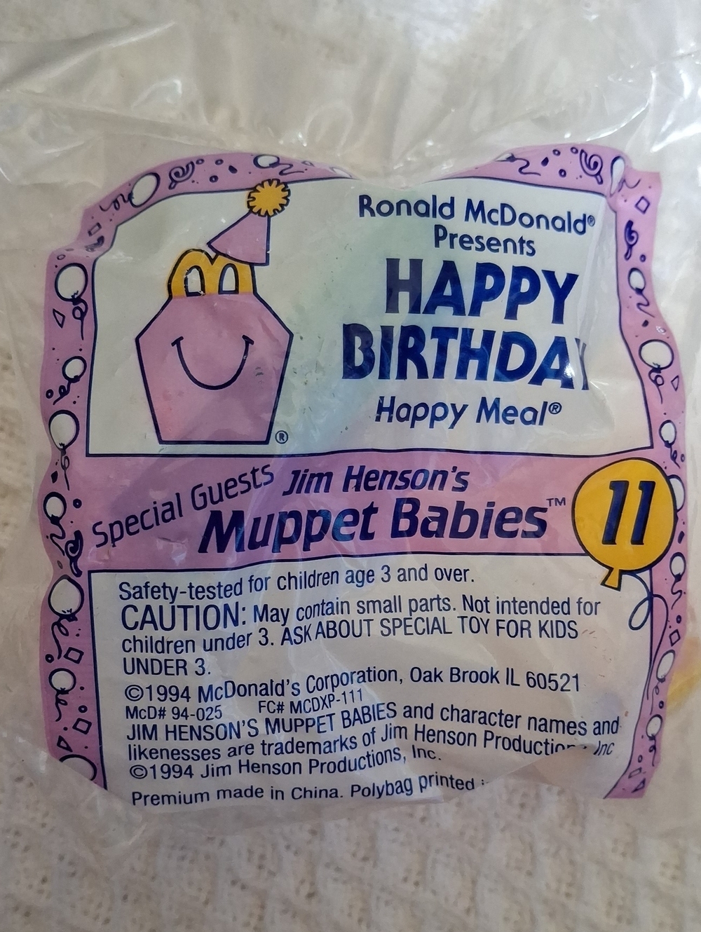 McDonald's Happy Meal Muppet Babies Birthday Bag Pink
